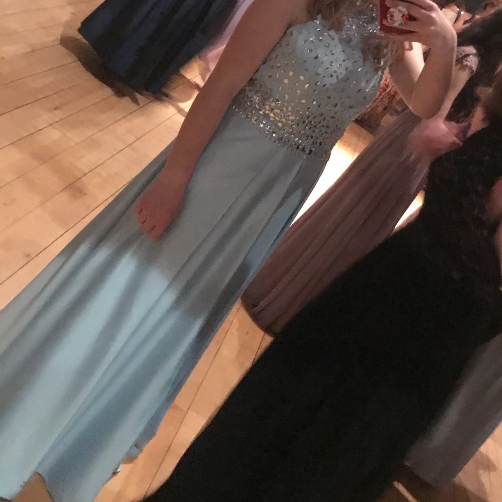 Long Formal Prom dress, pale blue 💙